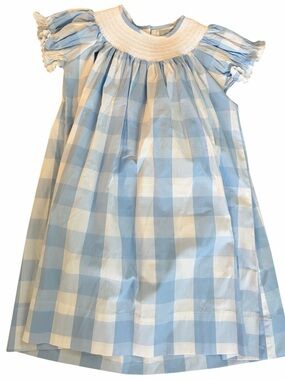 Cactus Light Blue and White Smocked Yoke Dress